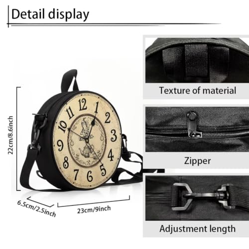 Image of Women Novelty Round Clock Shape Zippered Clock Purses for Women Tote Handbag Shoulder Bag, Gift for Mom Girlfriend
