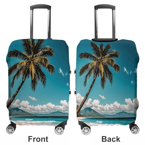 Palm Tree Hawaii Beach Luggage Cover Elastic Suitcase Protector Case Anti-Scratch Washable Baggage Covers Protector For Traveling, Aircraft Consignment S3