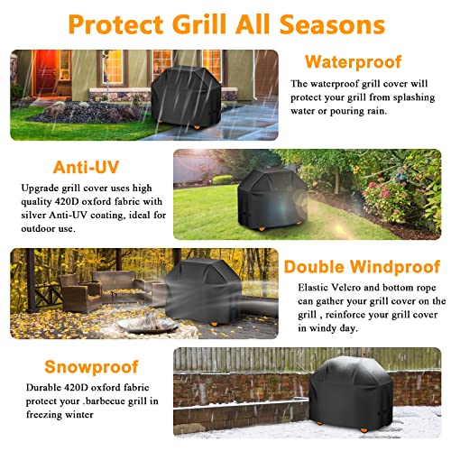 Image of Aoretic Grill Cover, 44 inch BBQ Gas Grill Cover for Outdoor Grill, Charbroil Grill Cover Barbecue Waterproof, Anti-UV for Weber Char-Broil Monument, Dyna-glo Nexgrill Spun Polyester