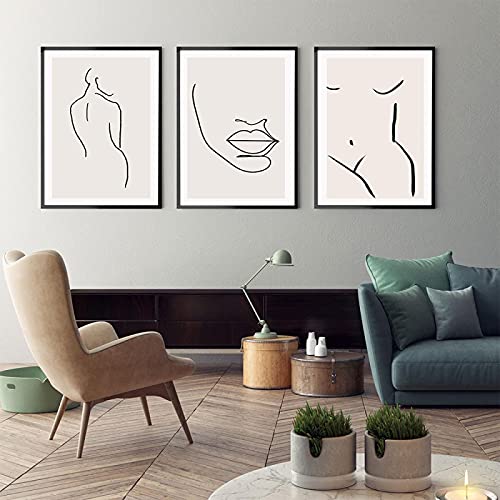 Toile ligne art femme minimaliste pour créer un salon scandinave chaleureux et moderne 30x40cm