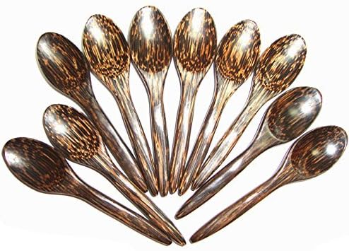 Set 10 Pcs. X 3.5" Palm Wood Small Spoons Sugar Seasoning Salt Spoons