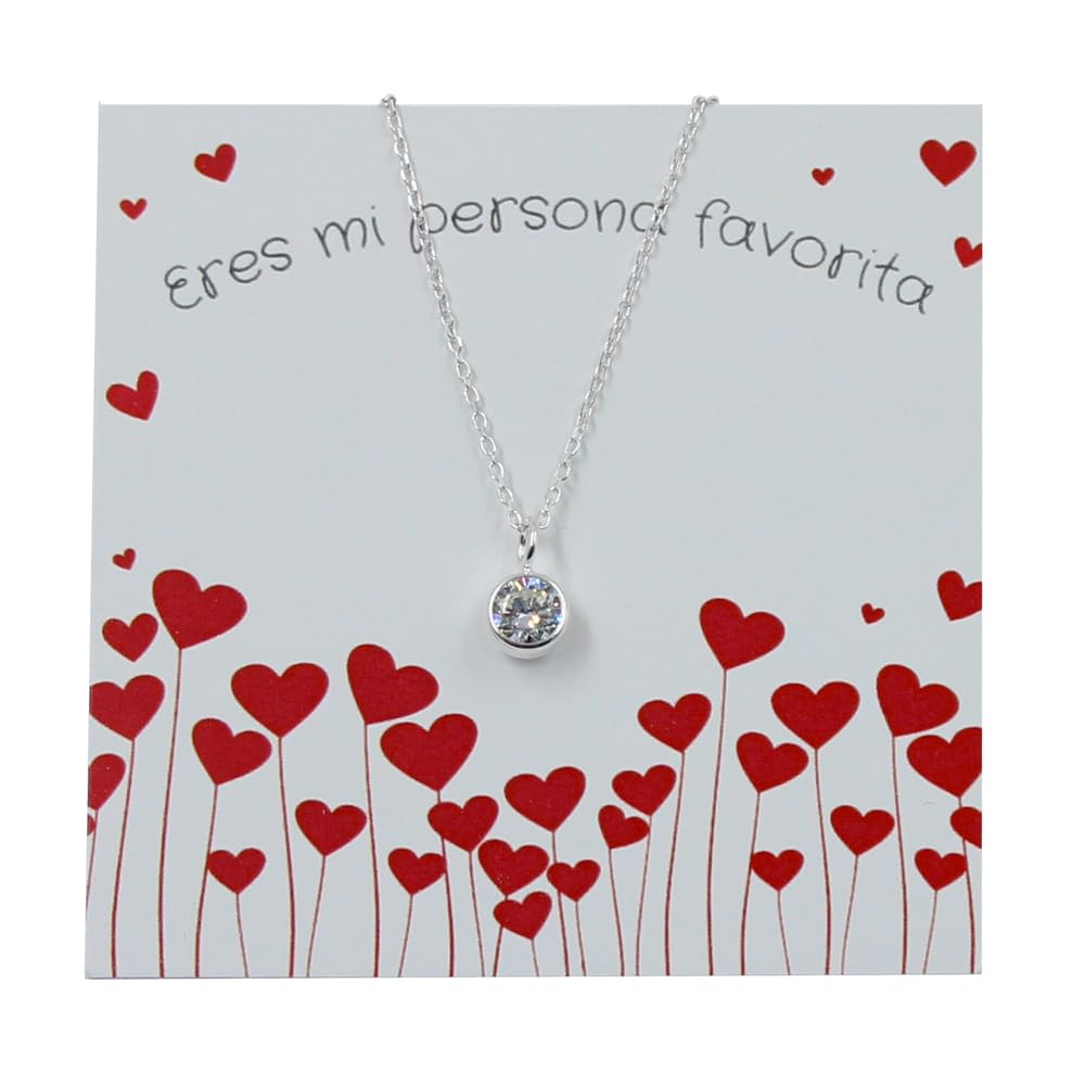 Colgante Mujer con Circonita y Cadena de plata de ley 925 - Regalos Originales para Mujer que se envían en una cajita Hand Made - Ideal para cumpleaños,aniversario, San Valentin o Navidad