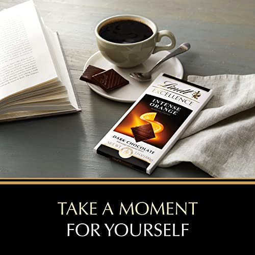 Lindt Excellence Intense Orange Dark Chocolate Candy Bar, Dark Chocolate With Orange And Almond Slivers, 3.5 Oz. Bar #TOP3