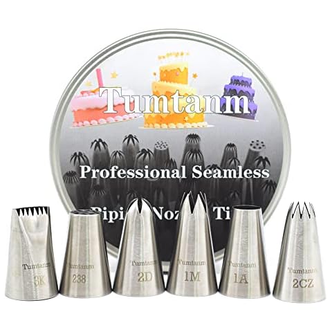Tumtanm 6 pack Large piping nozzles, Seamless Icing Nozzles for Cake Decorating Cover