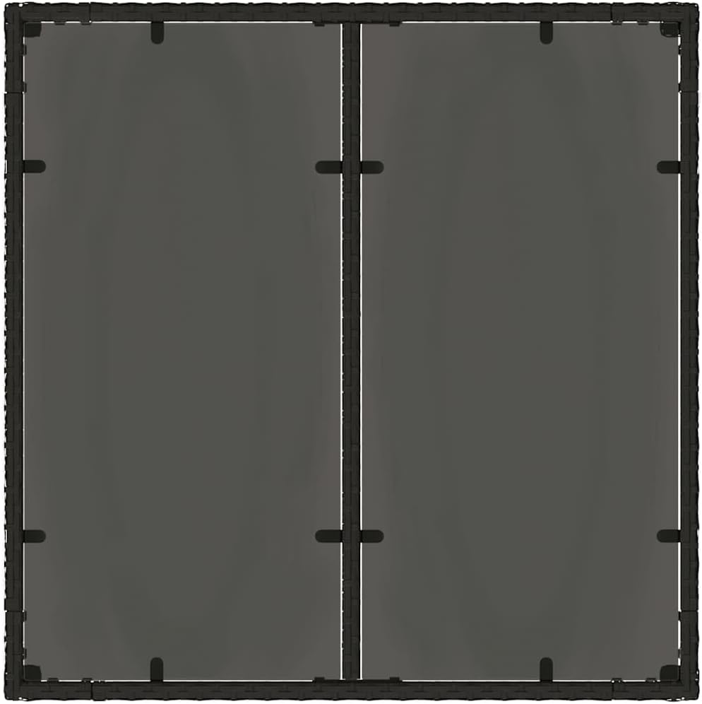 Modern Black Garden Coffee Table Set of 4 with Synthetic Poly Rattan Frame, Powder-Coated Steel, 35.4 x 35.4 in Square Top, Ideal for Patio, Balcony, Outdoor Furniture and Entertaining