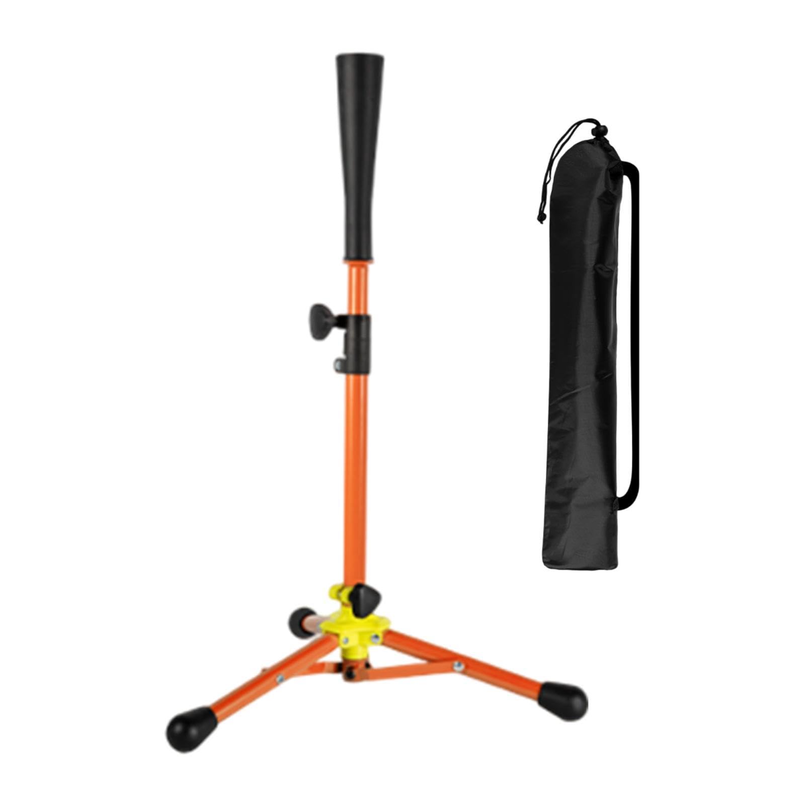 Vaveren Baseball Tee Batting Tee Stable Holder Equipment with Storage Bag Trainer Tripod Practice Stand for Softball Outdoor Exercise, Orange