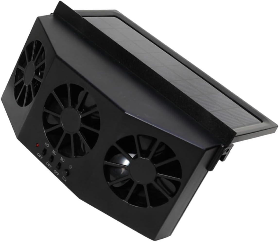 Gatuida Solar-powered Car Ventilation Fan Car Window Fan Solar Power Louvered Exhaust Fresh Air