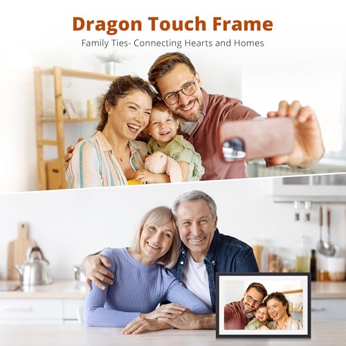 Image of Dragon Touch 10.1'' WiFi Digital Picture Frame with Dual Swappable Snap Frames - 1280x800 HD IPS Touch Screen, Auto-Rotate, Instantly Share Photos /Videos via Free App, Gift for Birthday, Wedding, Mom
