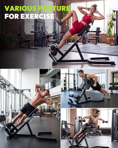 Image of Roman Chair Back Extension Machine with 350 LBS Capacity | Adjustable Hyperextension Bench, Adjustable Pads for Lower Back, Glutes, Core Strength Training