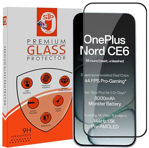 Image of STP FEEL Premium Tempered Glass Screen Protector Guard Compatible For Oneplus Nord CE6 5G (6.78 Inch, Pack of 1) | Edge to Edge Coverage With Easy to installation kit for Smartphone