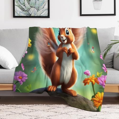 Manta de franela con ardillas de 150x200 cm para cama y sofá 3