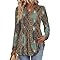 WIHOLL Western Shirts for Women Long Sleeve Boho Tops Tummy Control Fall Fashion Cowgirl Outfits Winter Clothes Ethnic Print XL