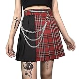 【Estilo】: estilo gótico, esta minifalda presenta cintura alta, patrón de cuadros negros y rojos, ideal para que las niñas presenten un estilo gótico genial. Muestra tu cuerpo perfecto, te verás sexy con él.