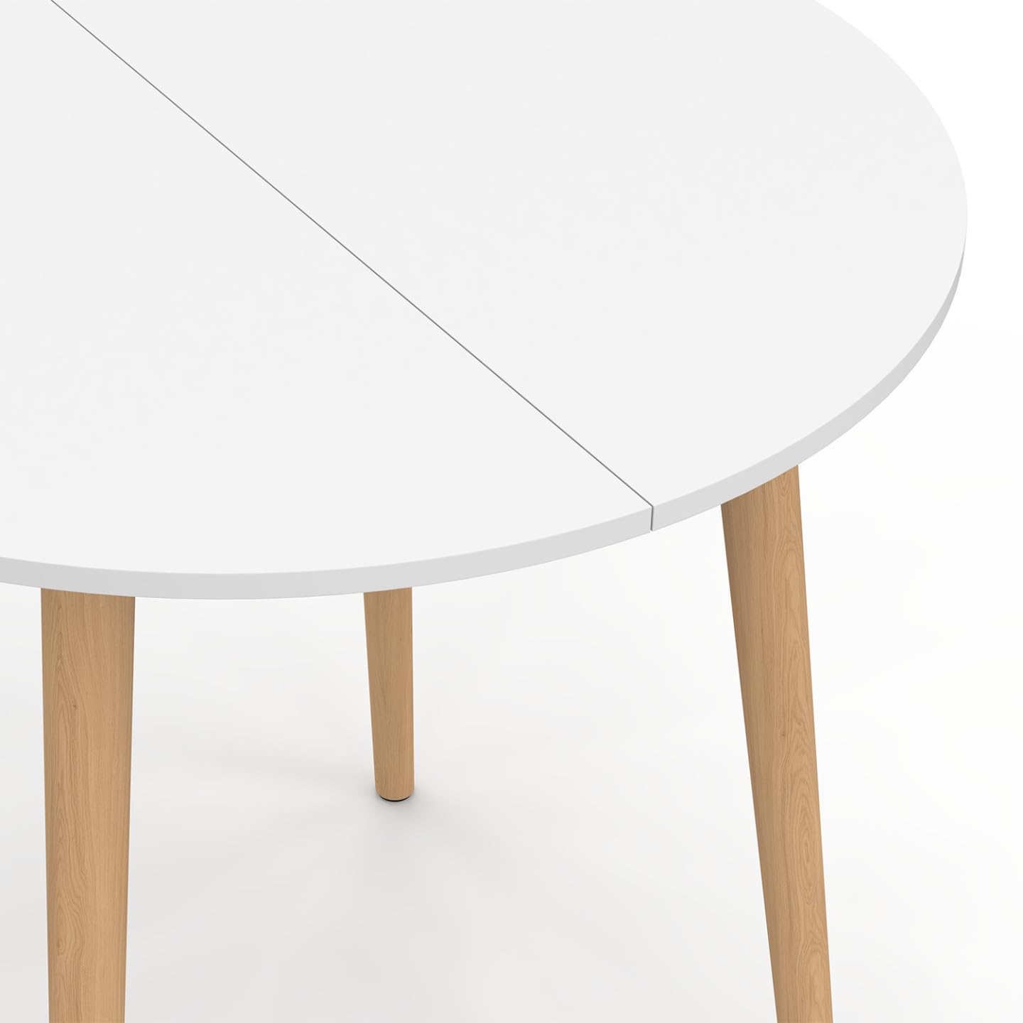 IDMarket – Mesa de comedor fija redonda Angela 80 cm blanco y madera