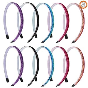 10 stuks glitter haarbanden, gemengde kleuren glitter hoofdband kinderen haarband fluweel bedekte hoofdband plastic hoofdband met tanden haar hoepels voor meisjes tieners kinderen