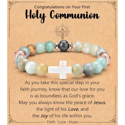 Image of Leyung Christian Gifts for Women, Religious Rosary Cross Bracelet, Easter Basket Stuffers Baptism Confirmation First Holy Communion Christmas Birthday Gifts for Teen Girls