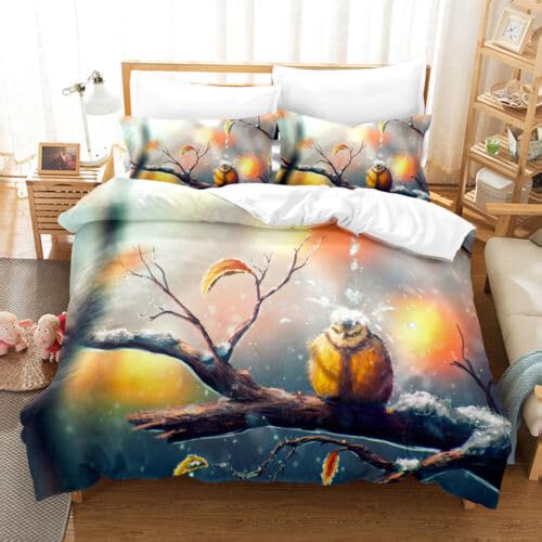Parure de lit 240 x 260 oiseau jaune en microfibre 110g/㎡ douce