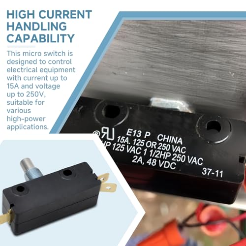for Micro Switch Spring Plunger Compatible with Cherry SPDT 15A 250V, High Current and Power Electrical Control for Home Appliances Industrial Equipment, Automobiles, Automation Control Systems