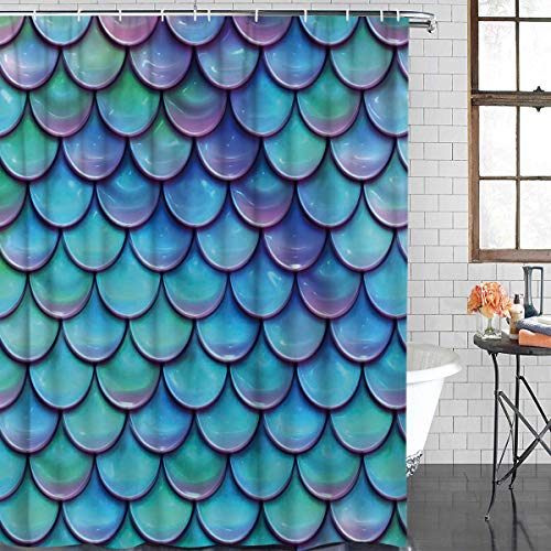 Fish Scales Purple Blue Shower Curtain Decoration Waterproof Polyester Fabric Bathroom Shower Curtain 60X72Inch #TOP1