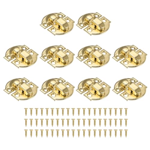 PATIKIL 小さな金属製ボックストグルラッチ 10個入りのビンテージハスプラッチロックバックルハードウェア 木製宝飾品キャビネット 工具箱 普通のボックス用取り付けネジ付き 金