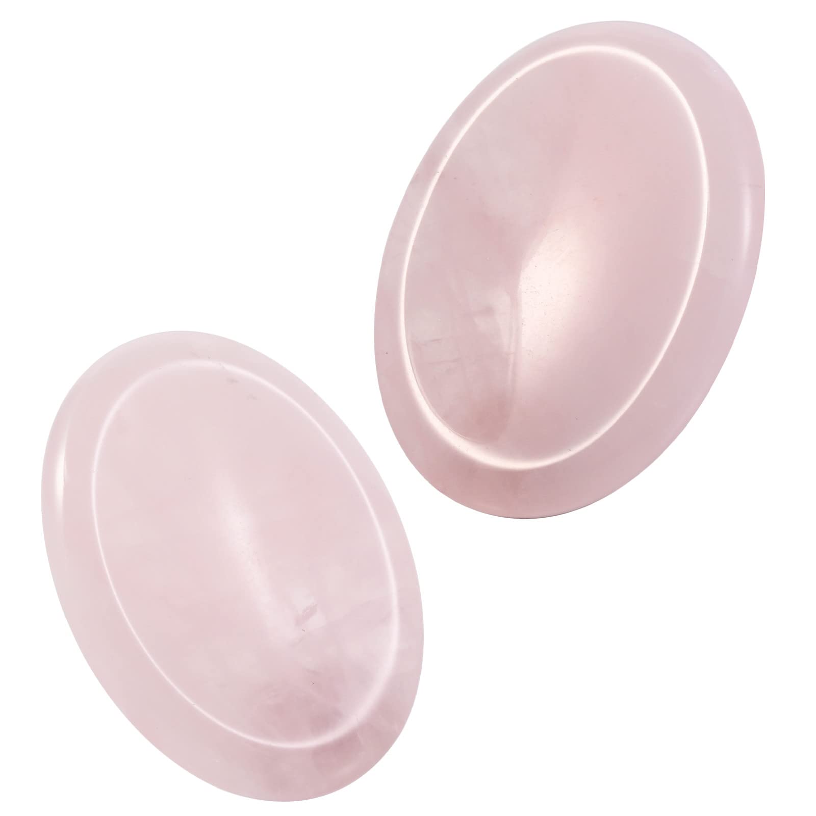 Nupuyai 2pcs Oval Rose Quartz Thumb Worry Stone Set, Energy Crystal Pocket Palm Stone for Healing Anxiety Stress Relief Reiki Therapy, 45x35mm