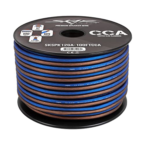 Skar Audio 12 Gauge Awg Audio Speaker Wire - 100 Feet (Blue/Brown) #TOP2