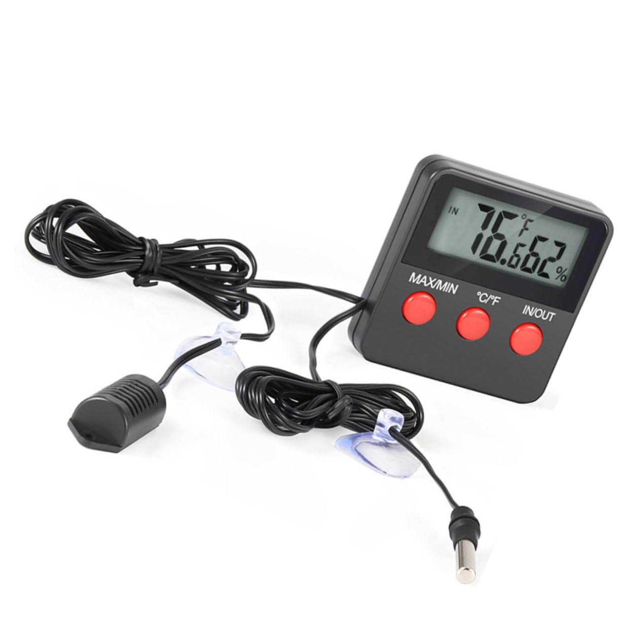PartyKindom 3pezzi Termometro Digitale Igrometro per Rettili e Incubatrici Misuratore umidità e Temperatura Senza Batteria Display LCD per Uova e Animali Domestici Nero