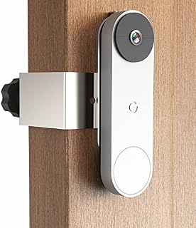 Anti-Theft Door Mount Design for Google Nest Doorbell (Battery),No Drill,Not Rust, Not Block Doorbell Sensor, Metal Doorbell Door Mount for Home Apartment Office Room Renters-Silver