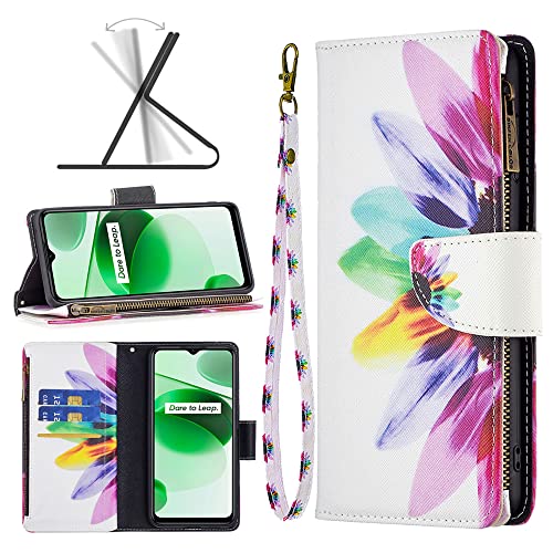 Luxury Painted Zipper Wallet Clip Oppo Realme C35 Realme C 35 Leather case Cute Animal Card Slots Shockproof Phone Shell Cases Realme C35 flip Cover (3,Oppo Realme C35)