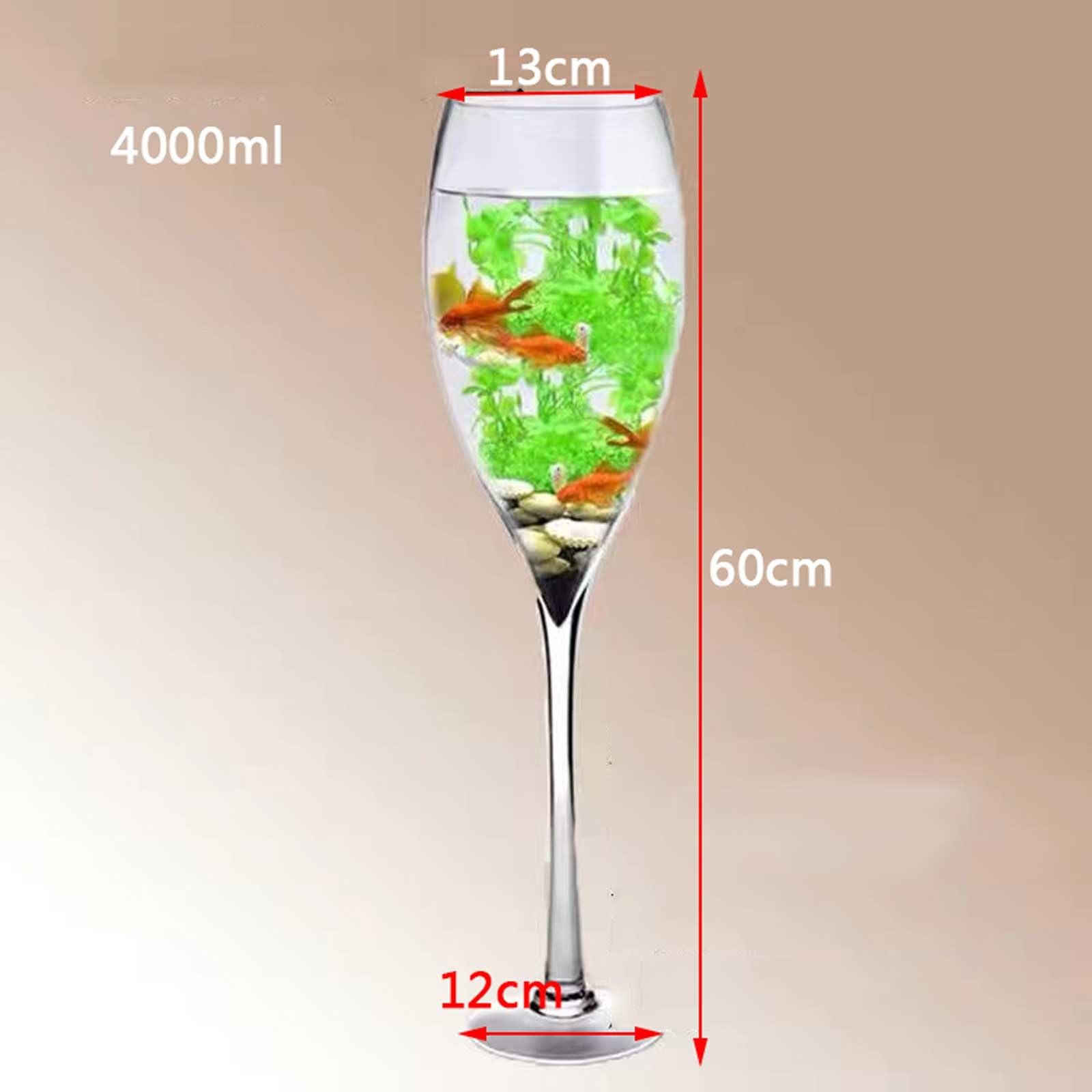 Acquario per Pesci Decorazione for la casa in Vetro Trasparente for Acquario in Vetro a Forma di Bicchiere di Champagne Acquari(13cmx60cm)