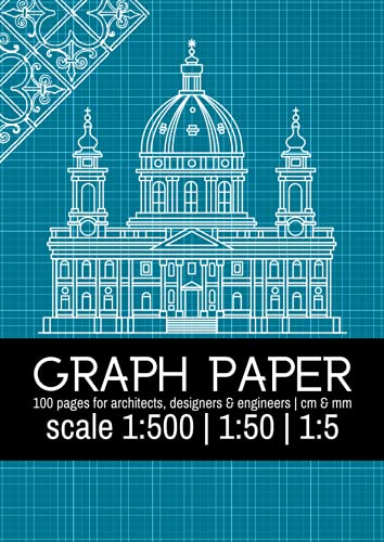 Full Page Graph Paper | metric scale 1:50 | Notebook for Architects, Engineers & Designers |: 100 pages | Light Grey Grid | Centimeter & Millimeter ... Drawing A4 (21x 29,7 cm , or 8.3” x 11.7” )