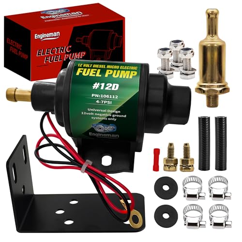 ENGINEMAN 12D Micro Electric Diesel Fuel Pump Universal 5/16 inch Inlet and Outlet 12V 1-2 A 35 GPH 4-7 PSI