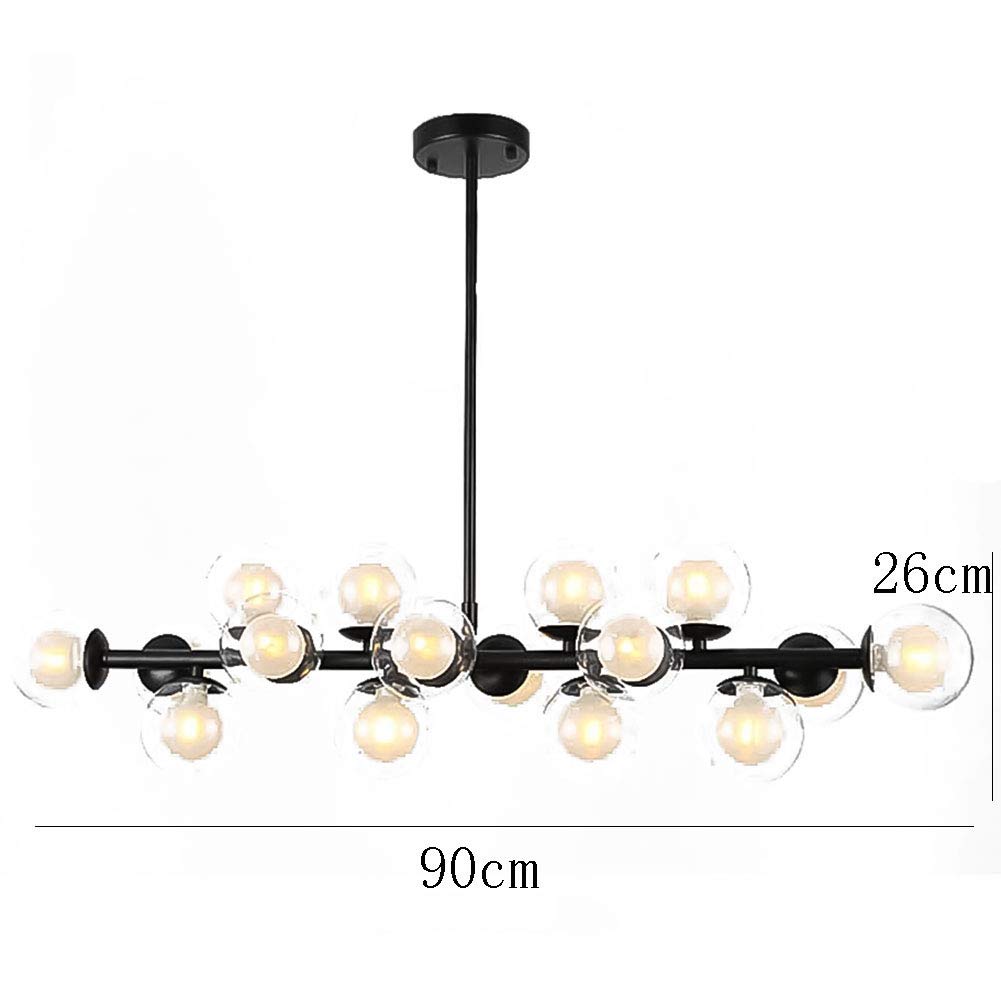 Negro Sputnik Candelabro Vendimia Redondo Metal Cromado Durante La Luz Esférico Vidrio Luz Colgante Para Cocina Granja Fogón Pasillo-Negro. 16 bolas largas en la pantalla de la bola