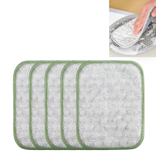 Multipurpose Wire Dishwashing Rags for Wet and Dry,2025 New Steel Wire Dish Towel Wire Cleaning Cloths Non Scratch Dishcloth Rag,Reusable Scrubbing Pads Sponge for Home Kitchen Cleans (5)