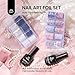 Beetles Nail Foil Glue Gel 2Pcs 15ml with 20 Pcs Lace Flower Butterfly Stickers Transfer White Black Lace Nail Foil Set, LED Lamp Soak Off DIY Manicure Gifts for Women
