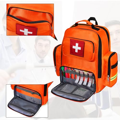 Image of Gatycallaty First Aid Backpack Medical Emt First Responder Bag Empty Ems Emergency Home Health Hiking Trauma Travel Camping (Large, Orange)