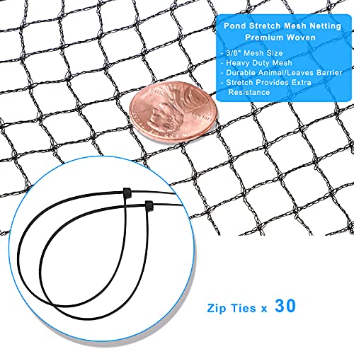 2Nlf Pond Netting Kit 15 X 20 Feet Heavy Duty Woven Fine Mesh Net Cover For Leaves, Protecting Koi Fish From Birds, Cats Etc, Durable Cuttable Uv Stabilized Net 14 Stakes And 30 Zip Ties Included #TOP3