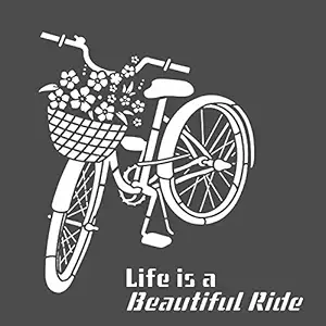 Bicycle Stencils for Painting on Canvas, Fabric, Paper, Wall and Tile - Life is a Beautiful Ride Stencil - Size:12X12 Inches - Cycle Stencils for Wall Painting for Living Room