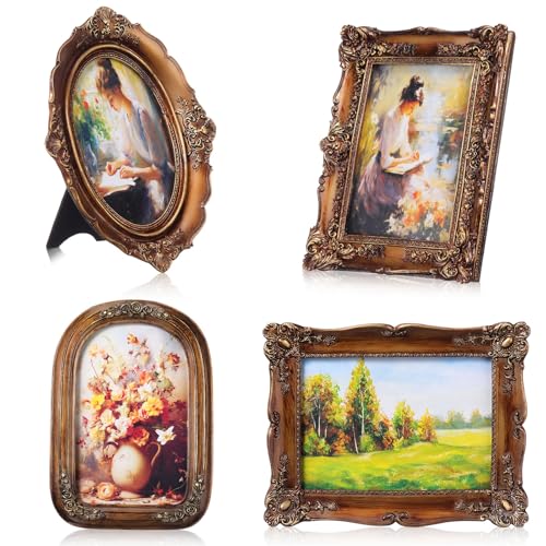 Geetery 4 Pcs Bronze Gothic Vintage Picture Frame Set Victorian