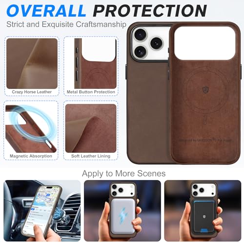 Image of SHIELDON Genuine Leather Case for iPhone 17 Pro Max 6.9 inch 2025,Dark Brown