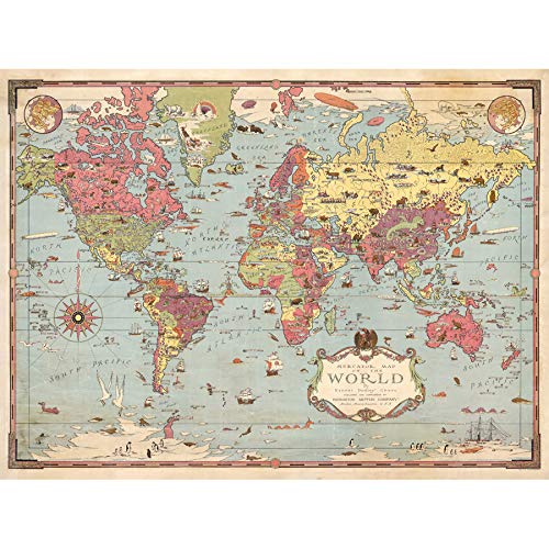Artery8 Map Ernest Dudley Chase 1931 Mercator World Pictorial Unframed Wall Art Print Poster Home Decor Premium