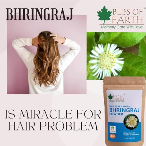 Image of Bliss of Earth Amla Reetha Shikakai Bhringraj Hibiscus Powder - Natural Hair Growth & Hair Mask - 100gm Each, Pack of 5