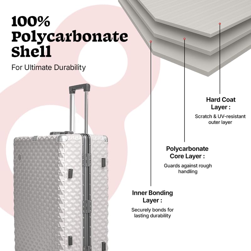 Image of Cubex Hard PC Luggage, Set of 2, Cabin & Medium Size, 100% Polycarbonate, Lightweight and Durable, Silent Wheels, Anti-Theft with Aluminium Frame, and 2 TSA Approved Locks, Moonlight Frost