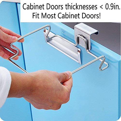 Image of KolorFish Stainless Steel Trash Holder for Kitchen Cabinets, Doors and Cupboards - Under Sink Garbage Rack (Silver)