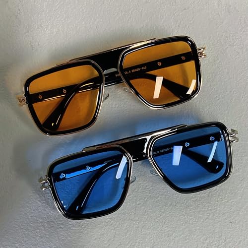 Image of Freckles Mark Trendy Retro Sunglasses for Men Women Stark Vintage Shades 70s Italian Fashion Square Metal Glasses