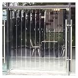 PVC DE ALTA CALIDAD: Hecha de PVC, un material respetuoso con el medio ambiente, esta puerta de cortina de tiras es resistente al agua, antiestática, excelente flexibilidad y flexibilidad, sin olores irritantes. Cada tira: ancho 18 cm, espesor 2 mm.