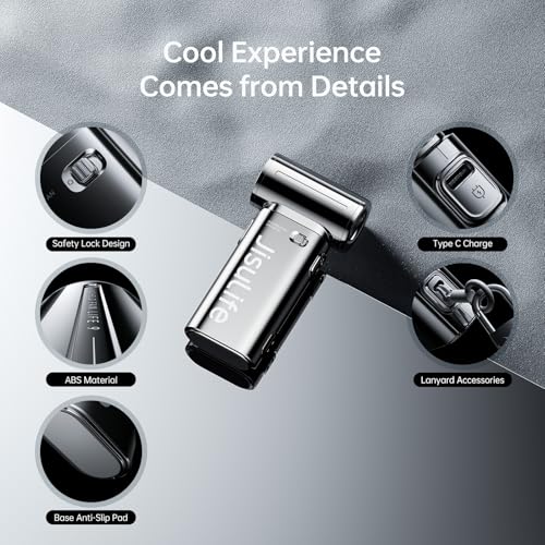Image of JISULIFE Portable Handheld Fan Life9, Turbo Power High Speed Air [18H Max Cooling Time], 5 Gear Wind, 5000mAh Rechargeable, Mini Pocket Design, Personal Fan for Travel Concerts Camping Makeup - CHROME