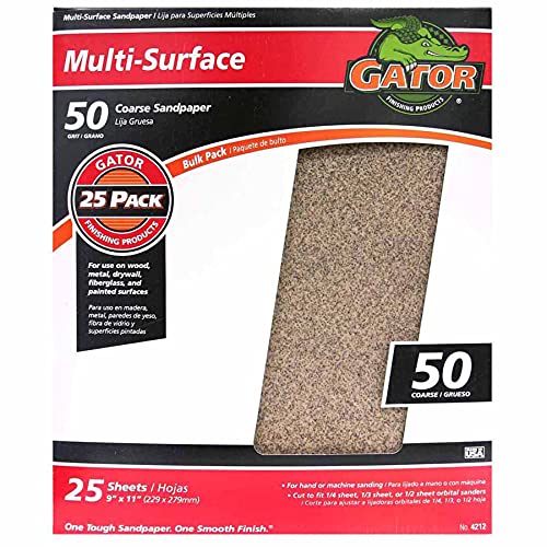 Gator 9' x 11' Multi-Surface Sanding Sheets, 50 Grit, 25 Pack