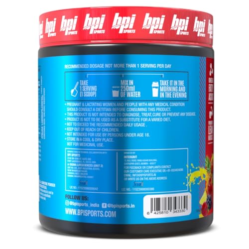 Image of BPI Sports CLA + Carnitine - Conjugated Linoleic Acid - Performance, Lean Muscle - Caffeine Free - For Men & Women - 300 gms- 50 servings - Fruit Punch