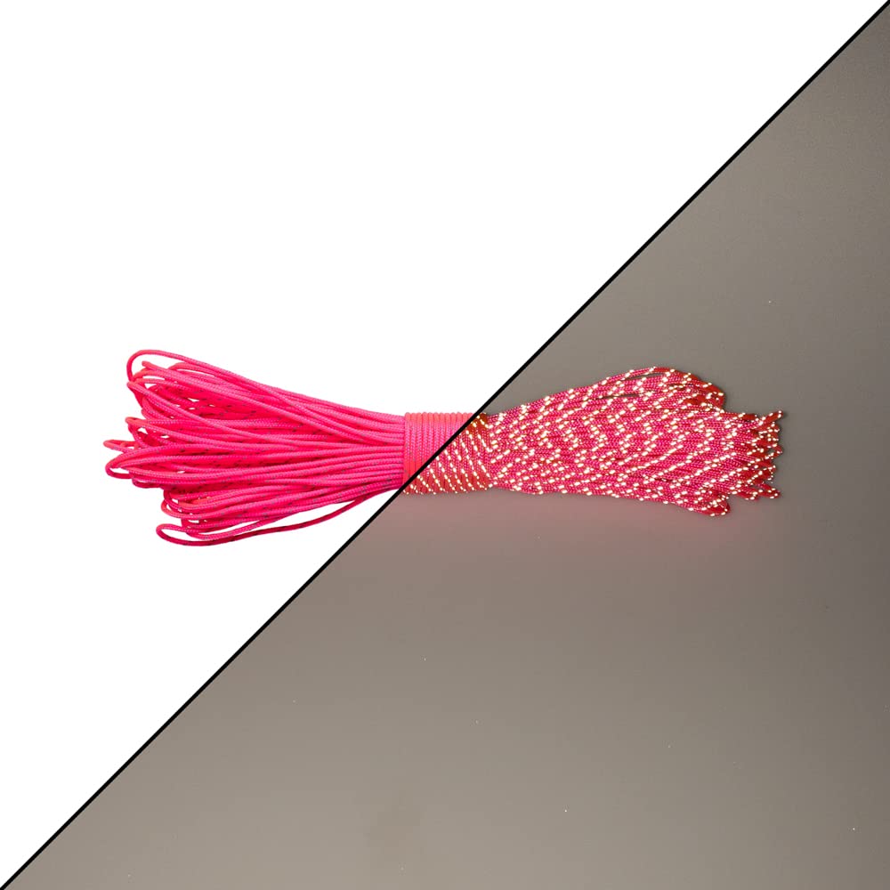 Paracord Planet โ Fluorescent 1.75mm Reflective Guyline 95 Paracord Tent Rope Camping Parachute Cord โ Neon Pink โ 65ft